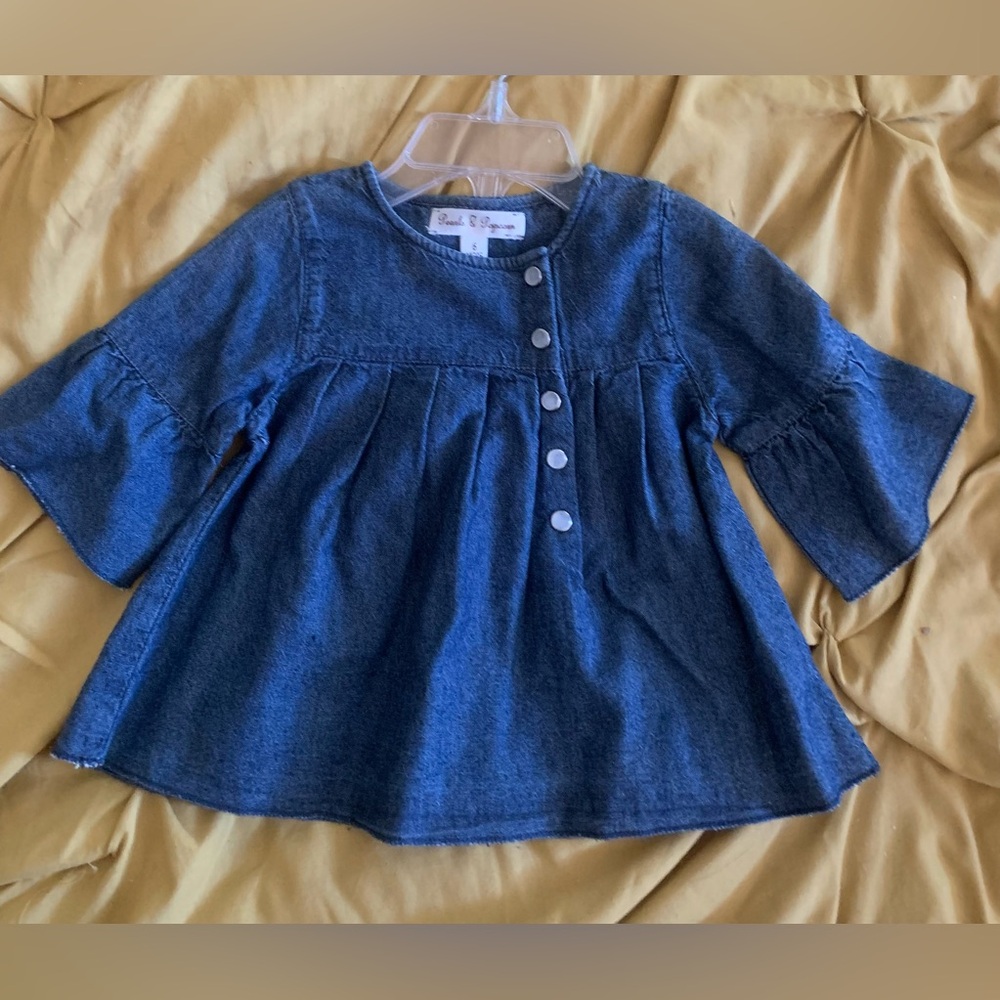 Stylish Kids Denim Blouse with Button Detail